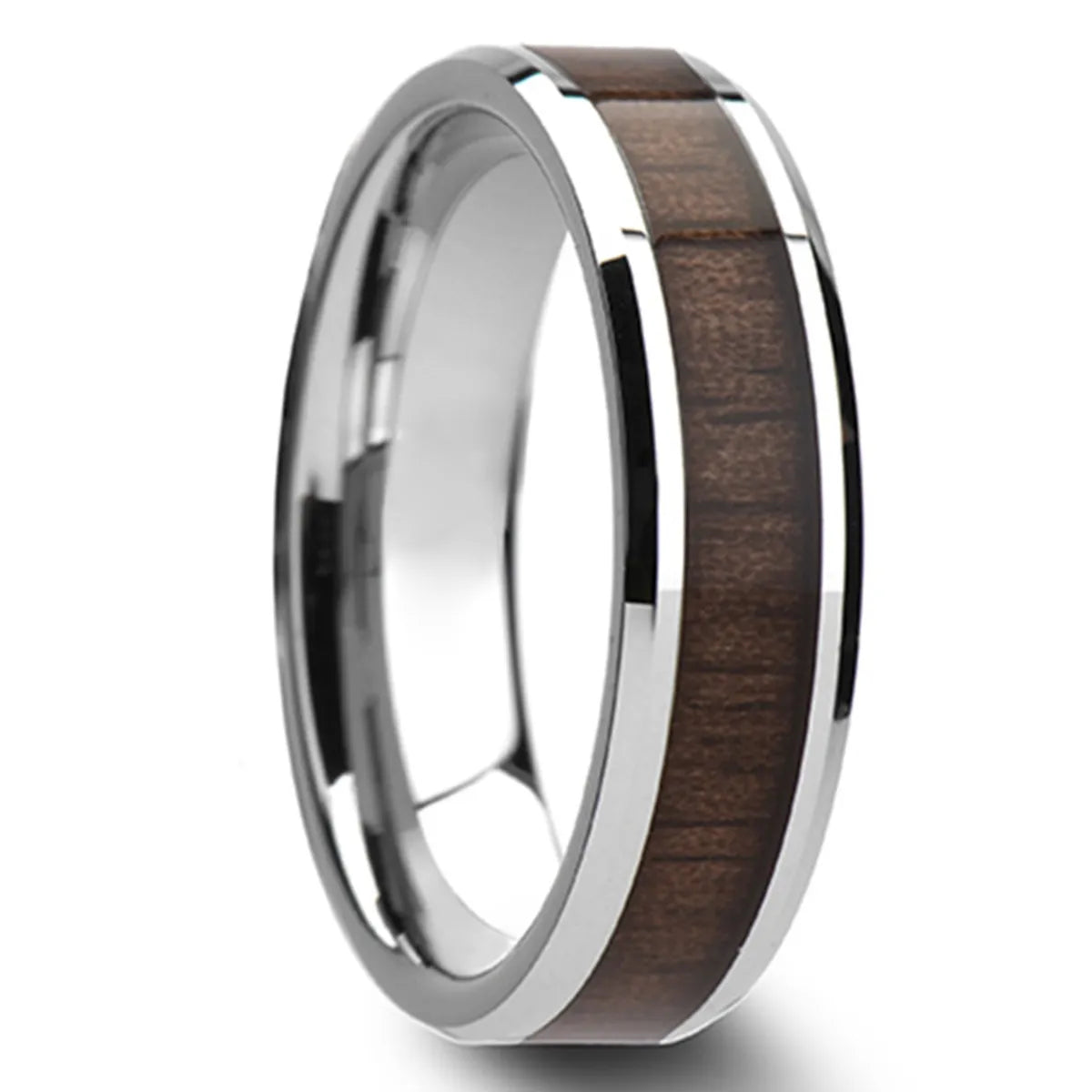 Three Stone Engagement Ring-Simple Style Round 304 Stainless Steel Solid Wood Unisex