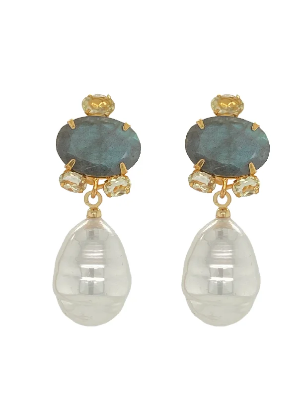 Luxury Fashion Earrings-Labradorite Pearl