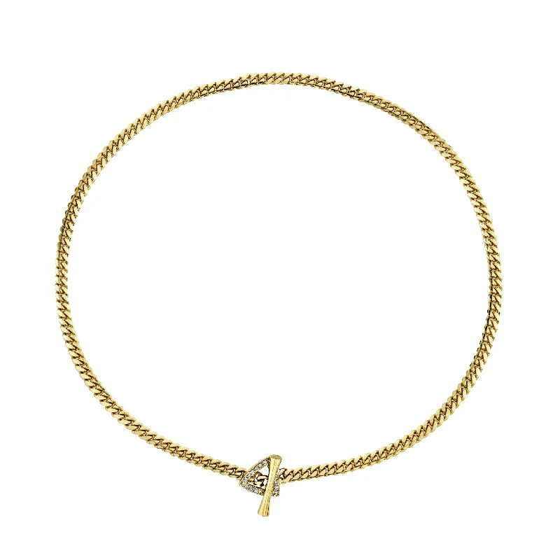 Dainty Necklace for Girls-Pavé Diamond Mini Trillion Toggle Choker