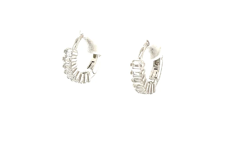 Simple Stud Earrings for Girls-Silver Huggie Hoop Earrings