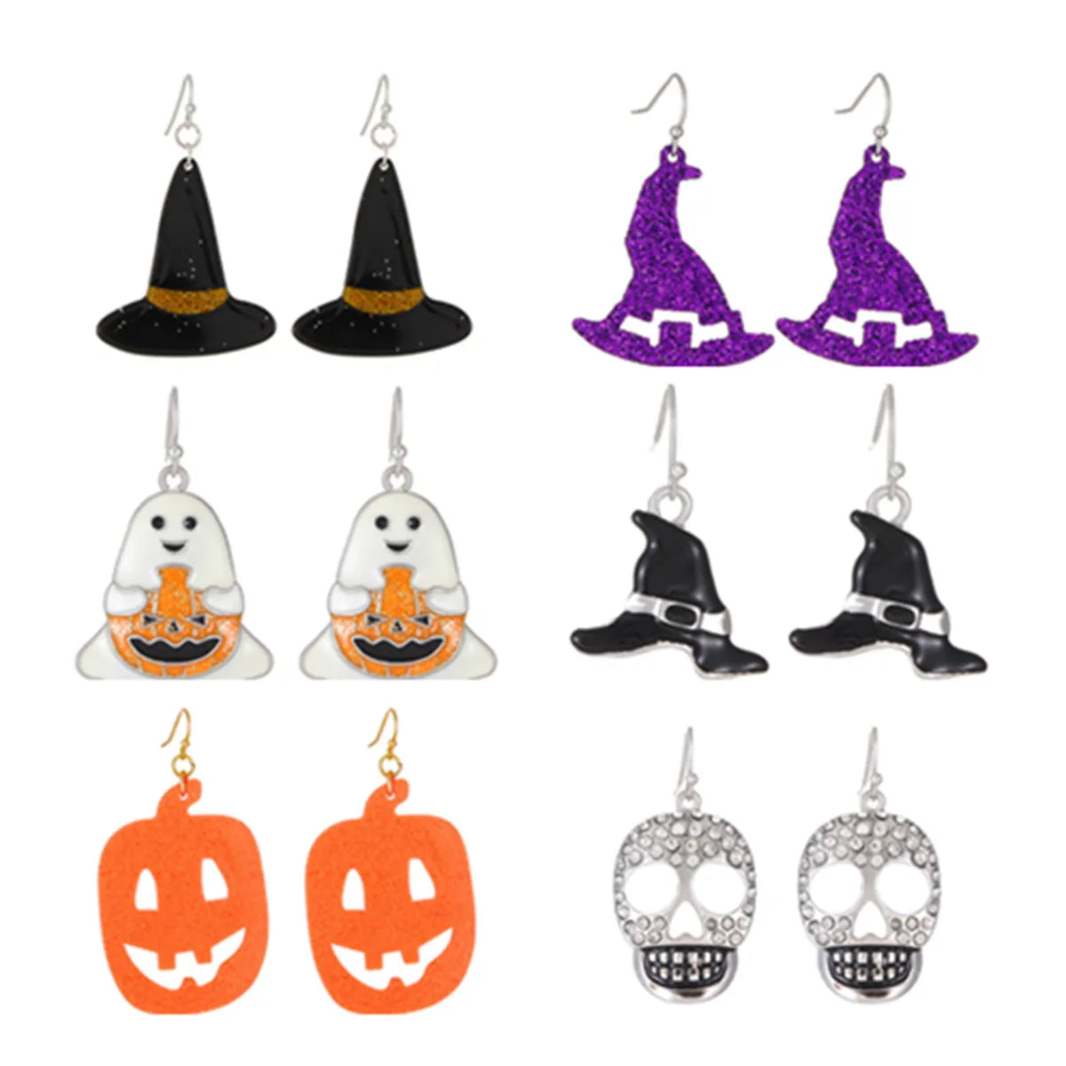 Funny Spider Skull Ghost Alloy Inlay Rhinestones Women'S Drop Earrings 1 Pair