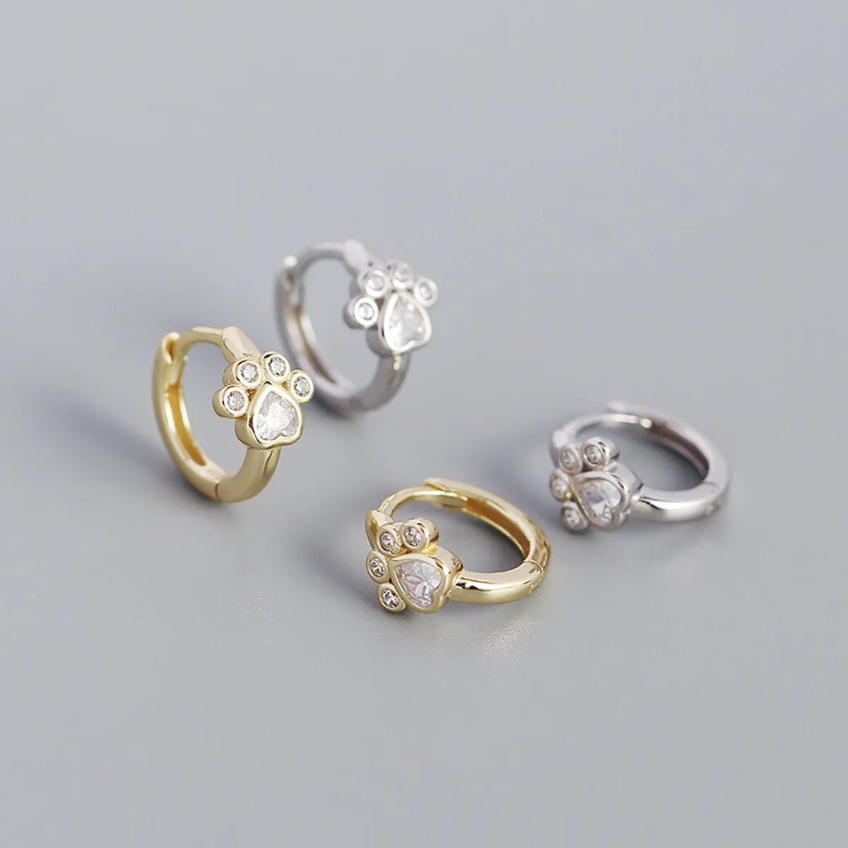 Elegant Gold Engagement Ring-S925 Silver Pet Cat Footprints Zircon Ear Buckle Wholesale Gooddiy