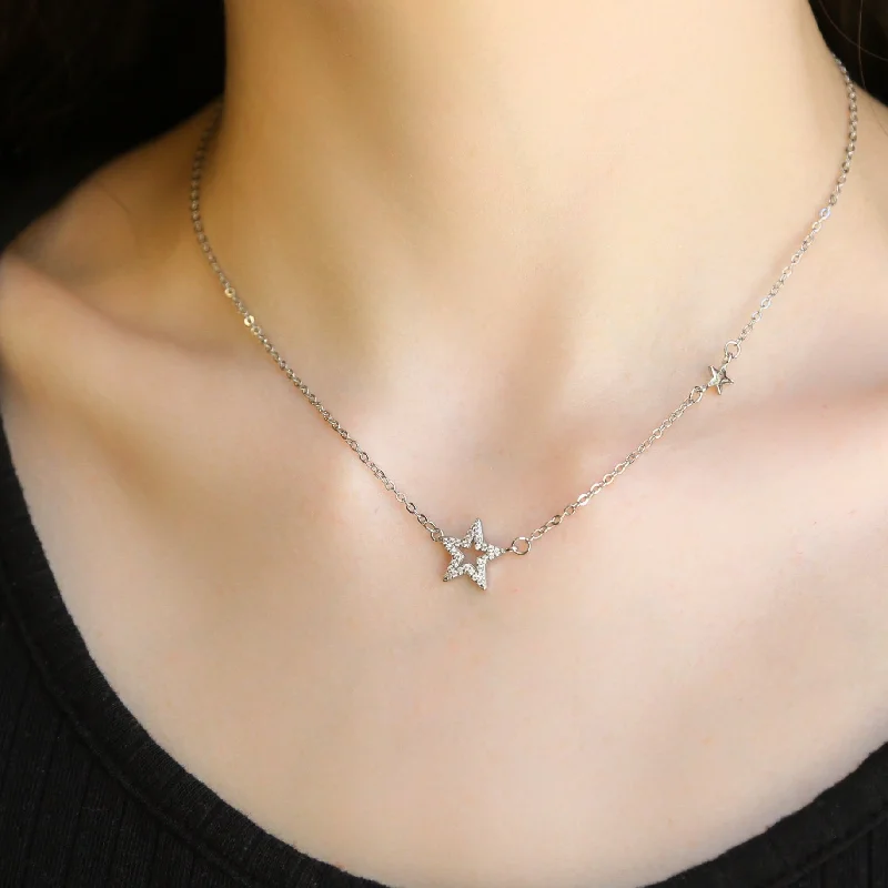 Fashion Bar Necklace-Idol Necklace Star Pendant on chain