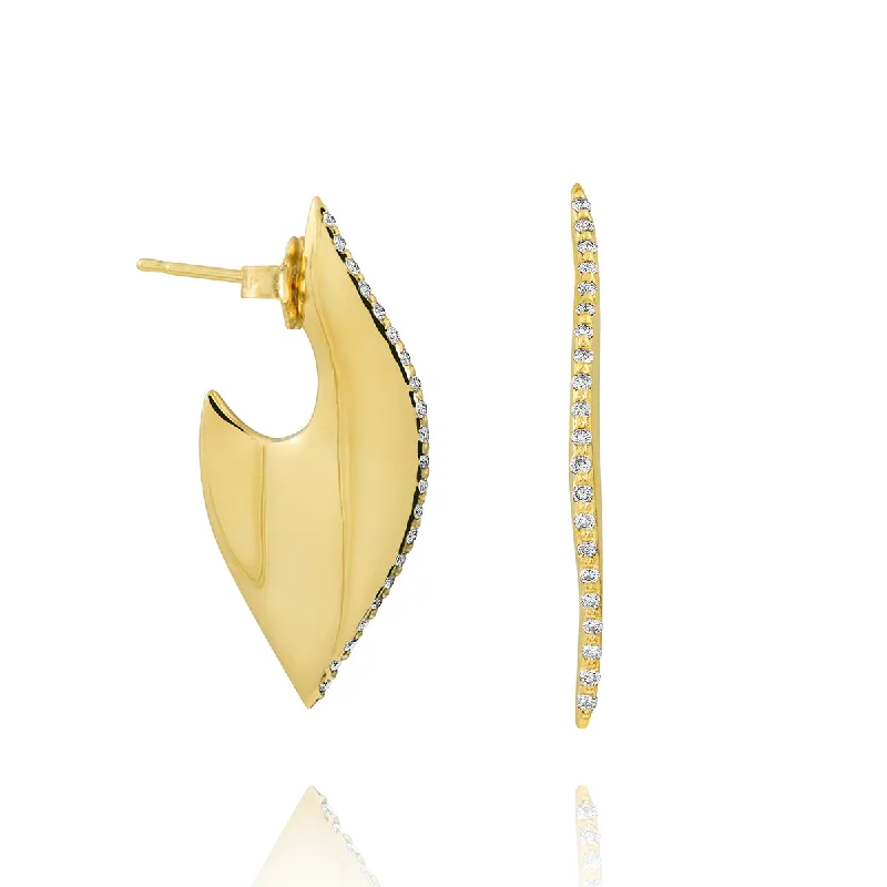 Classic Diamond Earrings-Leaf Earrings with Pave Diamonds