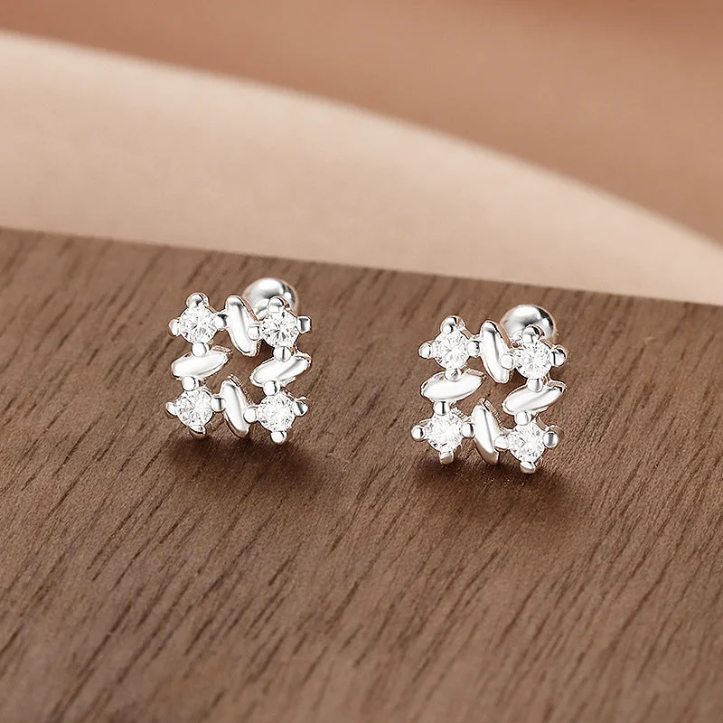 Four-Leaf Clover Screw Ear Studs