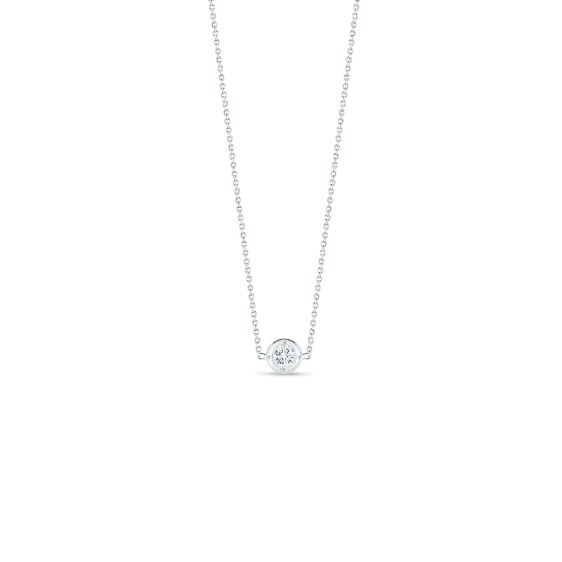 Classic Beaded Necklace-18K WHITE GOLD DIAMONDS BY THE INCH SINGLE STATION NECKLACE