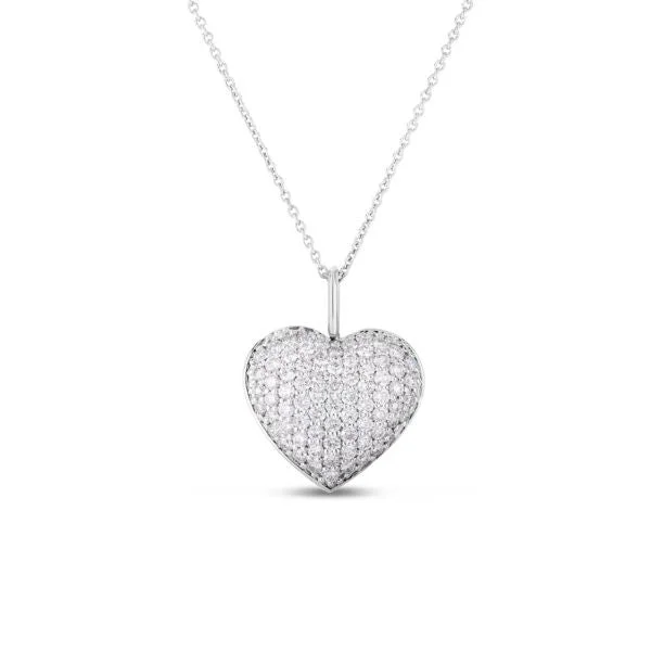 Adjustable Gold Necklace-18K WHITE GOLD TINY TREASURE DIAMOND HEART NECKLACE