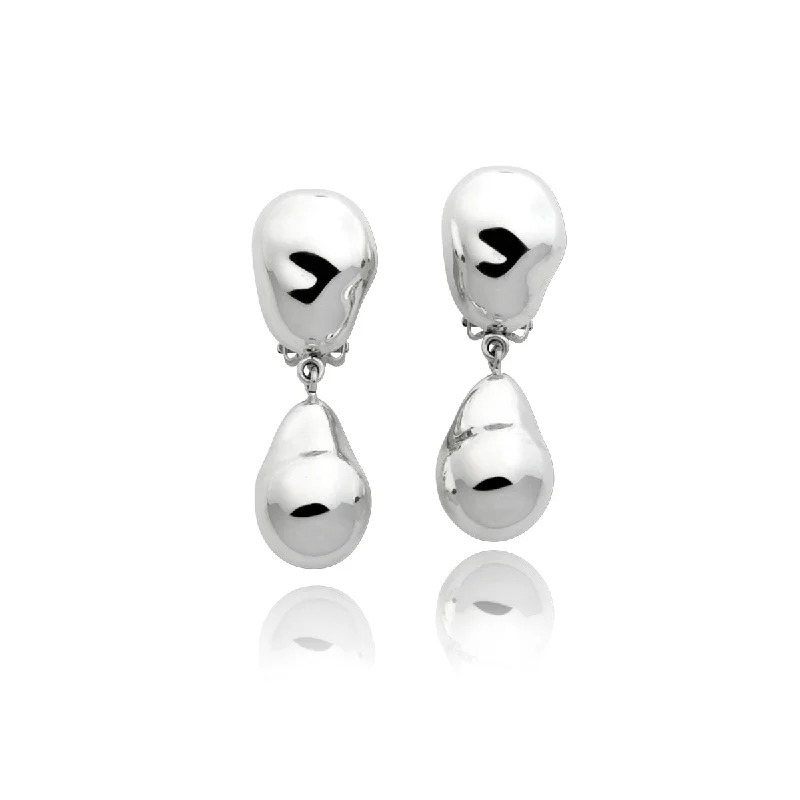 Silver Earrings with Pearls-Large Baroque Pearl Drop Earrings