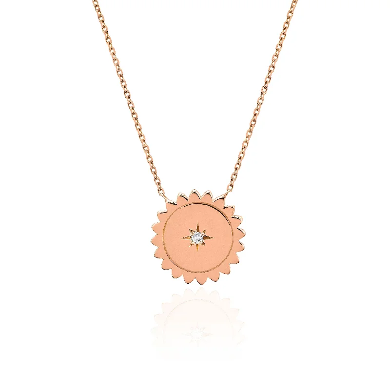 Rose Gold Chain Necklace-Mini Sunshine Necklace with Star Set Diamond | Ready to Ship