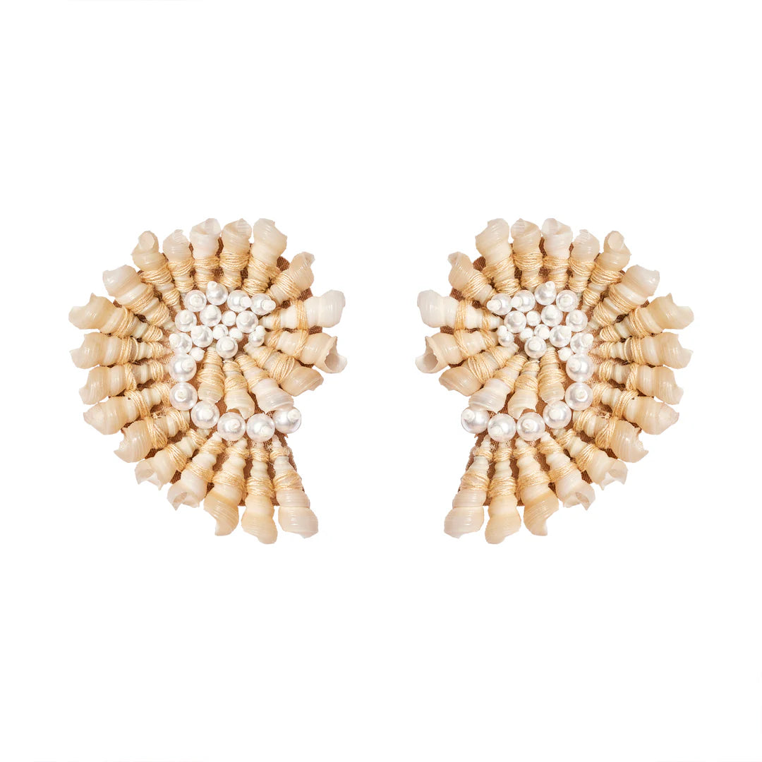 Rose Gold Earrings with Diamonds-Ryah Shell Studs