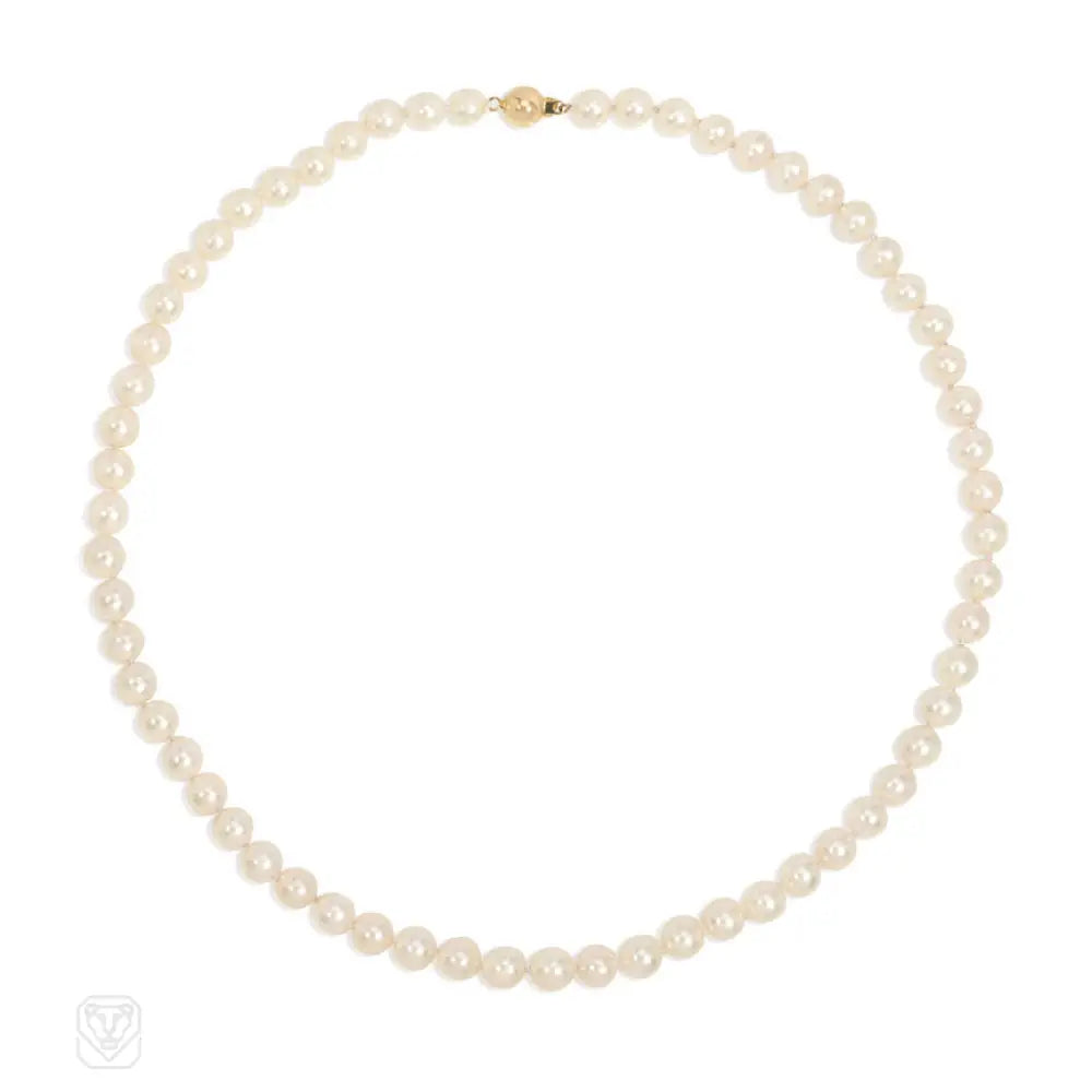 Minimalist Gold Necklace-Light creamy Akoya pearl necklace