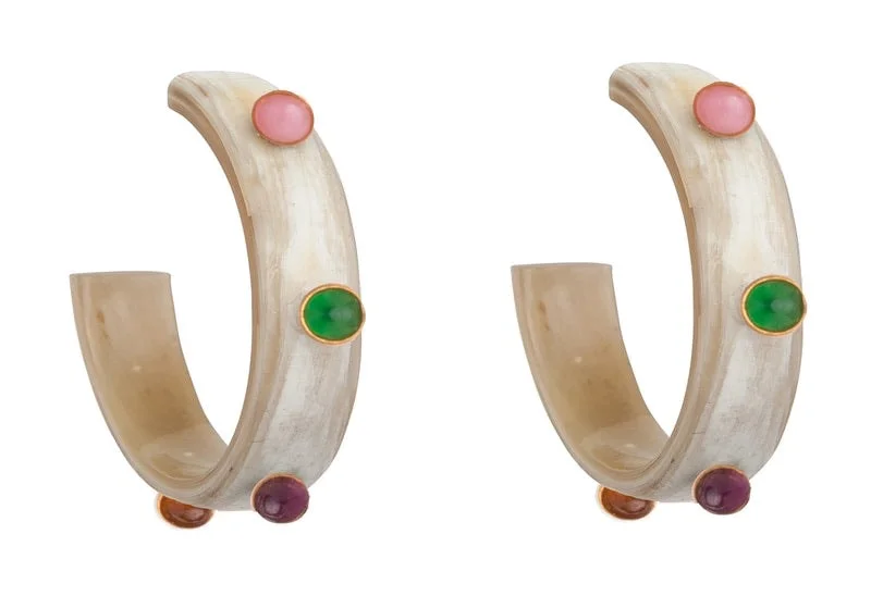 Retro Hoop Earrings-Horn Hoops