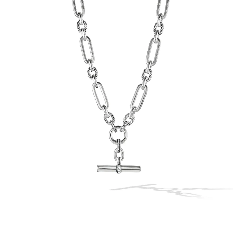 Personalized Diamond Necklace-Lexington Chain Necklace in Sterling Silver with Diamonds\, 9.8mm